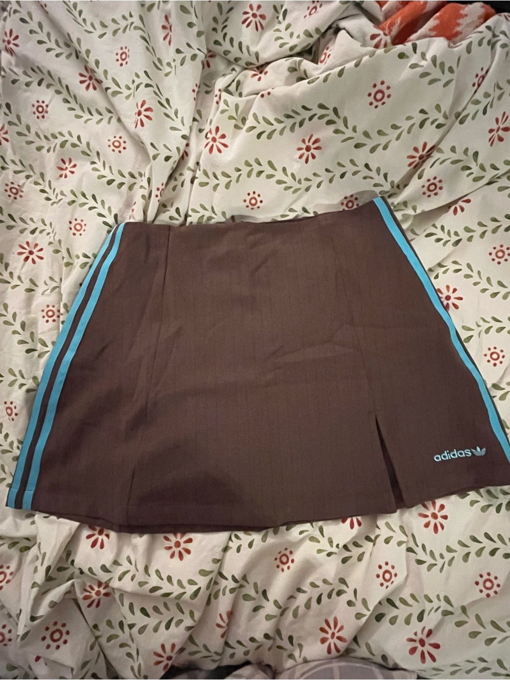 NWT adidas tailored mini skirt brown with blue accents